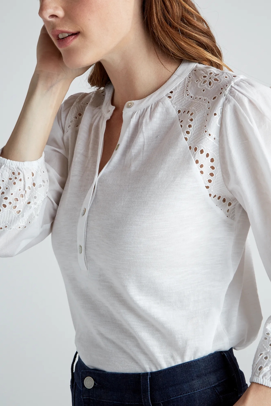 EYELET RAGLAN HENLEY TOP, image 6