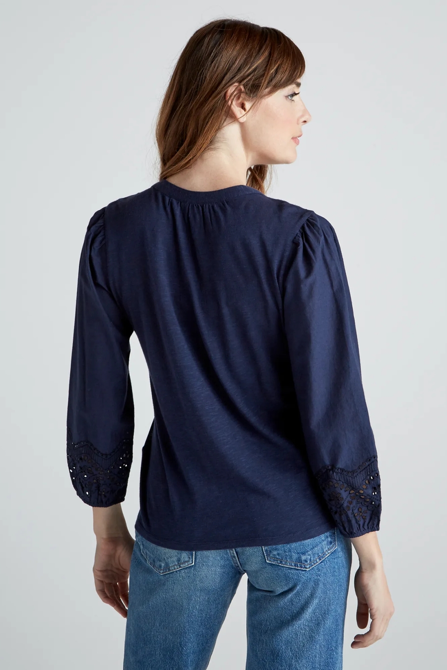 EYELET RAGLAN HENLEY TOP, image 5