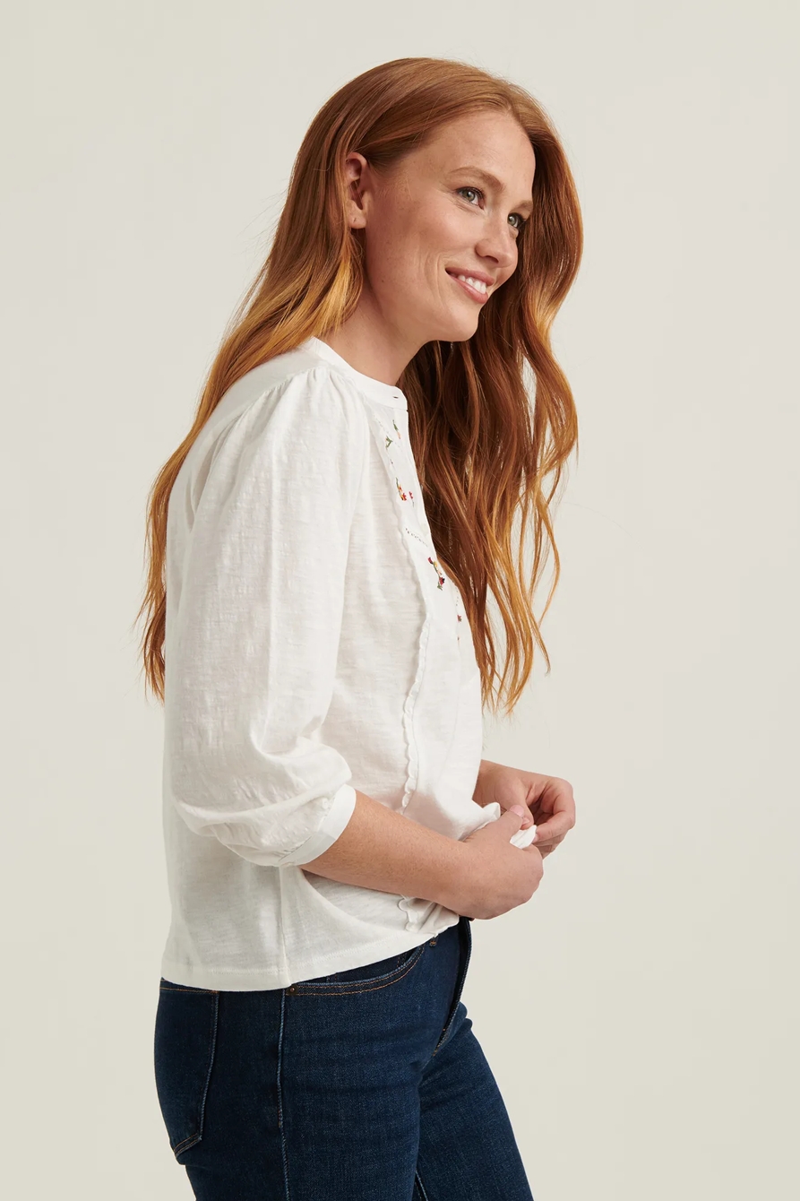 EMBROIDERED HENLEY TOP, image 3