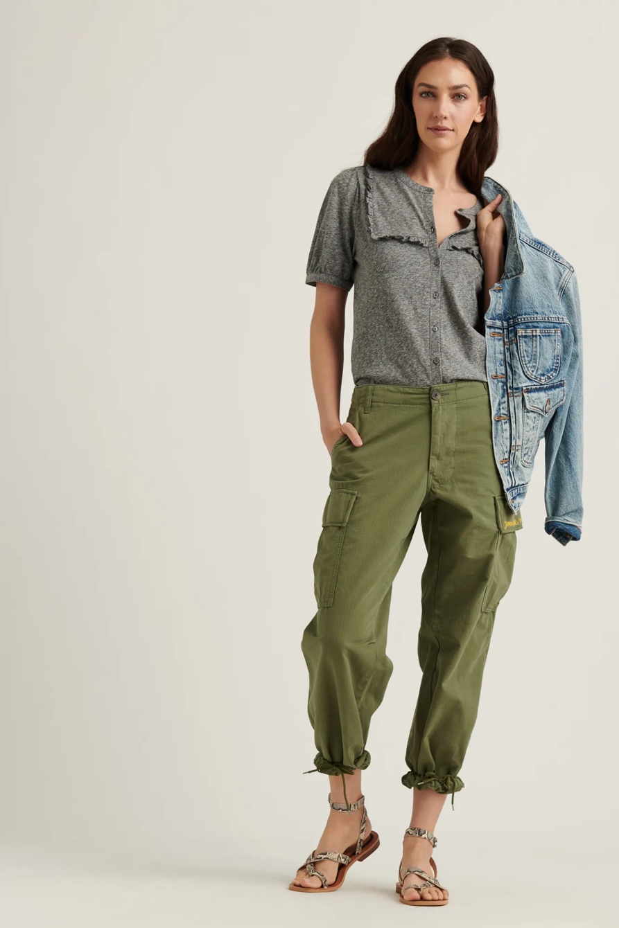 RUFFLE BIB SHORT SLEEVE TOP, image 2