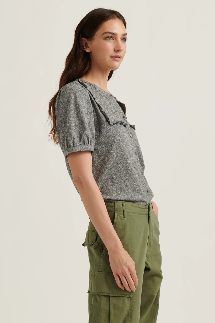 RUFFLE BIB SHORT SLEEVE TOP, image 3