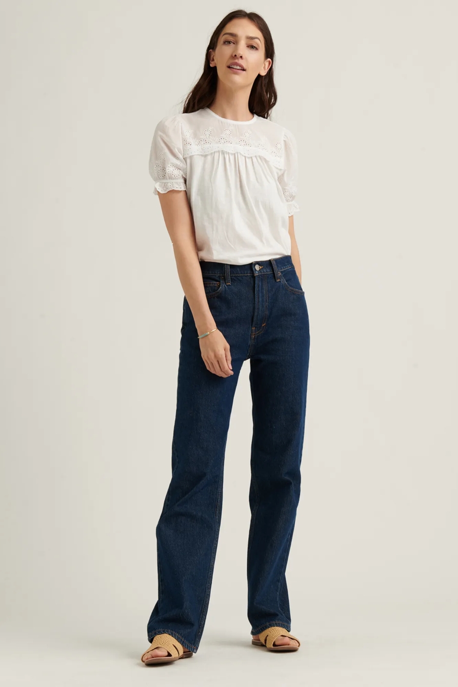 WOVEN MIX SHORT SLEEVE TOP, image 2
