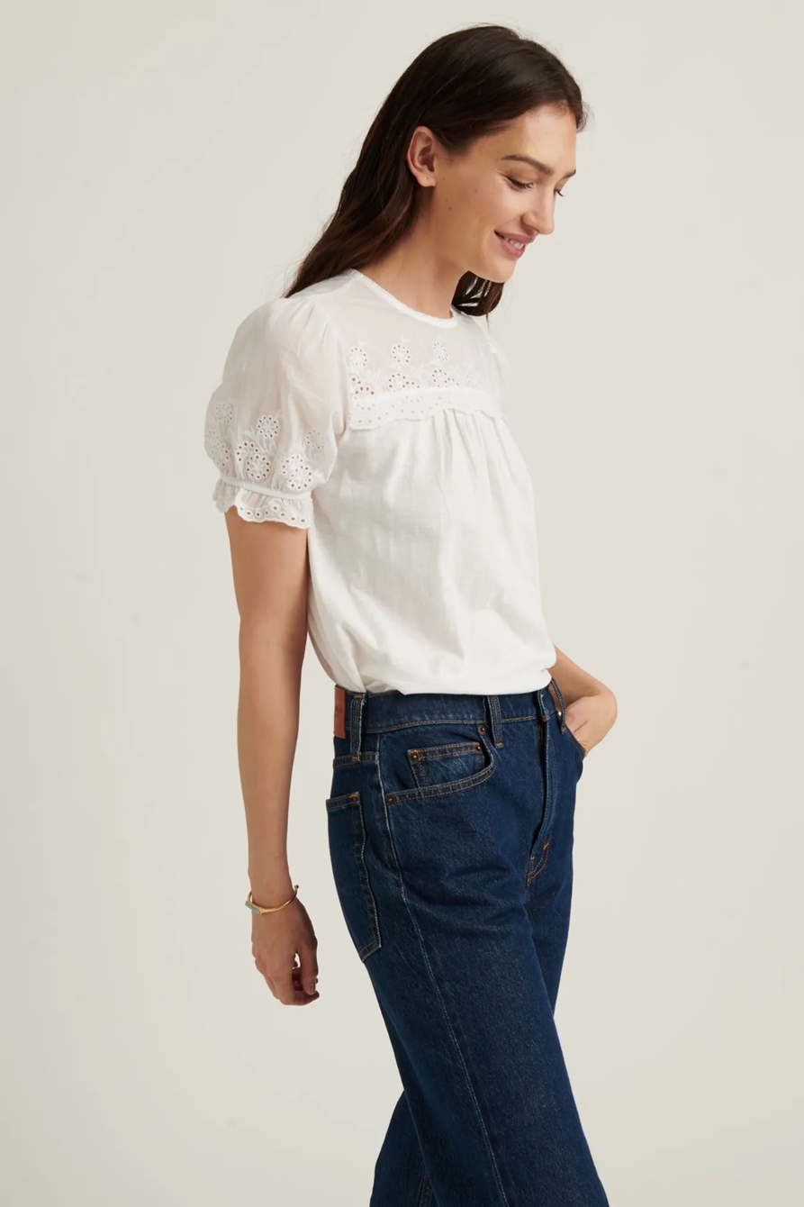 WOVEN MIX SHORT SLEEVE TOP, image 3
