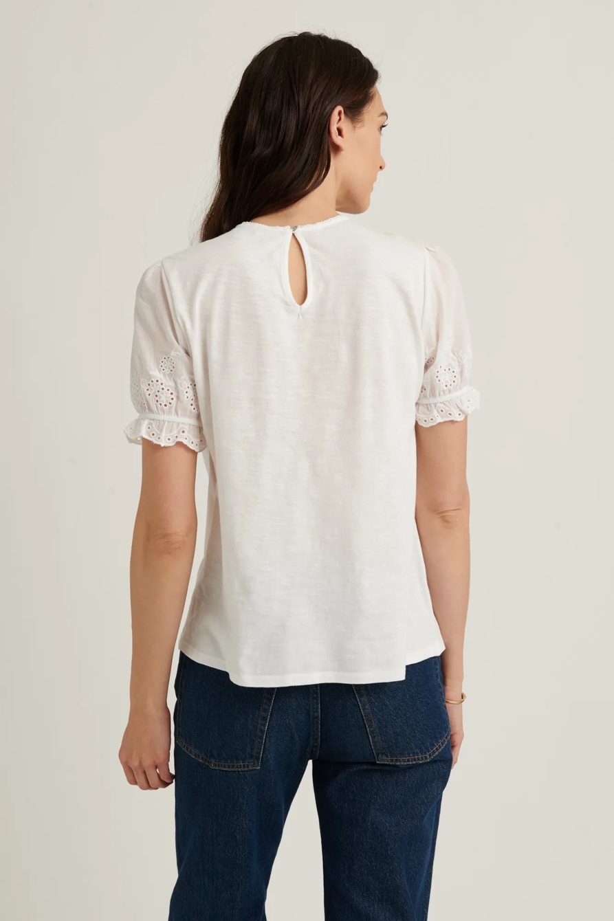 WOVEN MIX SHORT SLEEVE TOP, image 4