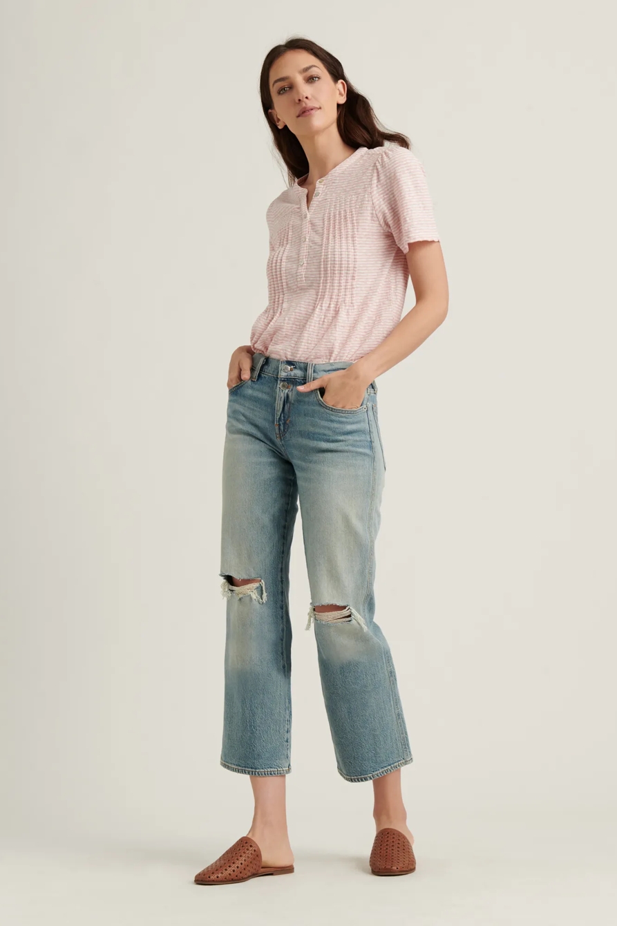 SEERSUCKER SHORT SLEEVE KNIT TOP, image 2