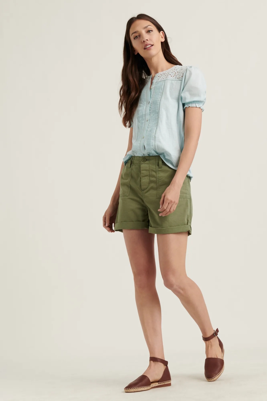 SHORT SLEEVE WOVEN MIX TOP, image 2
