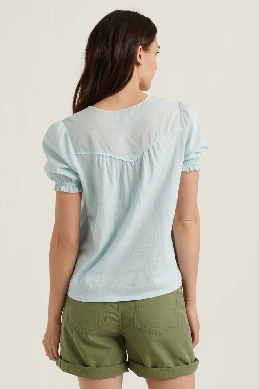 SHORT SLEEVE WOVEN MIX TOP, image 3