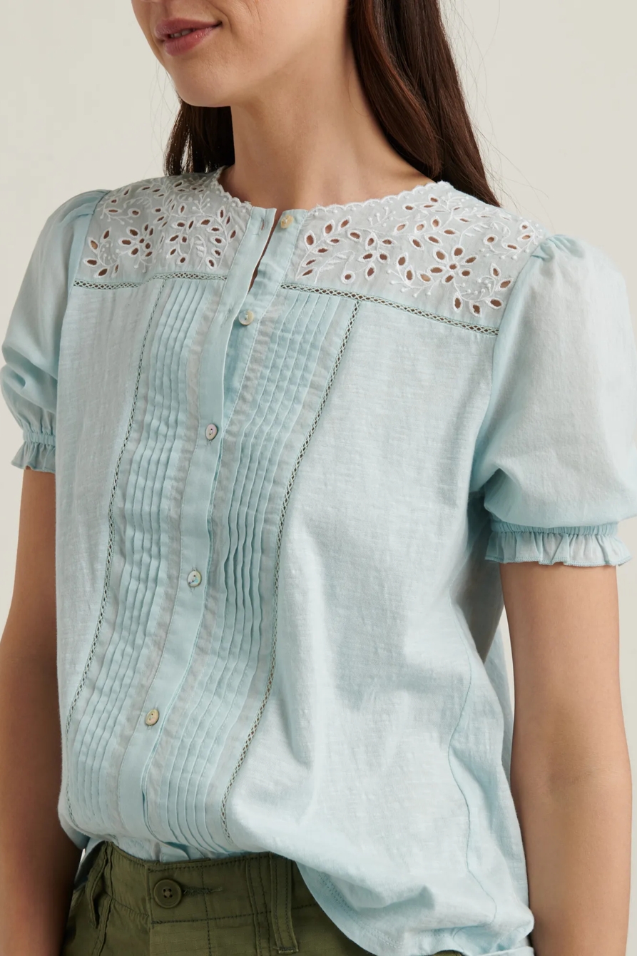 SHORT SLEEVE WOVEN MIX TOP, image 4