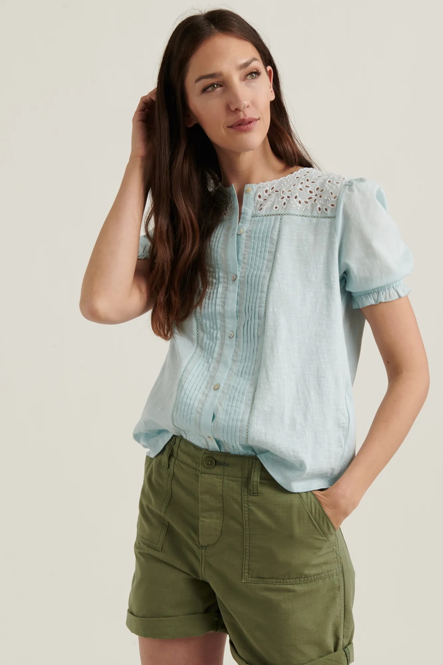 SHORT SLEEVE WOVEN MIX TOP, image 5