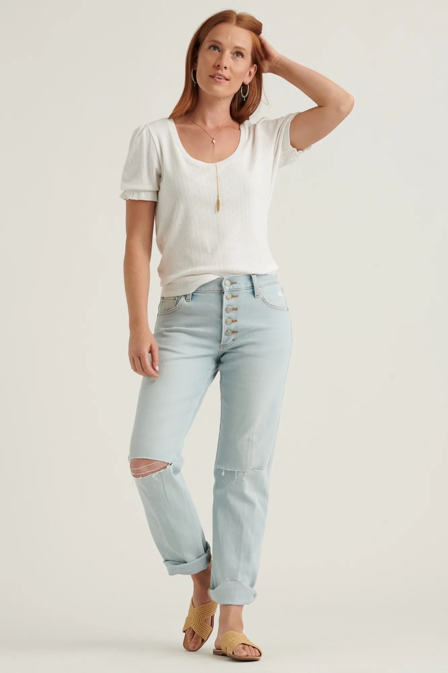 POINTELLE SCOOP NECK TOP, image 2