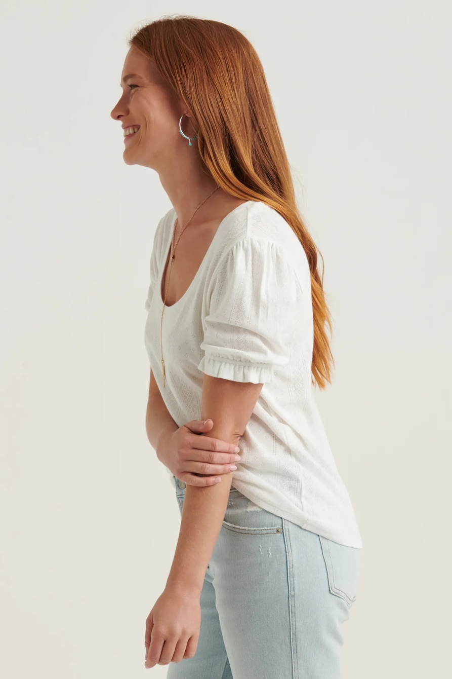 POINTELLE SCOOP NECK TOP, image 3