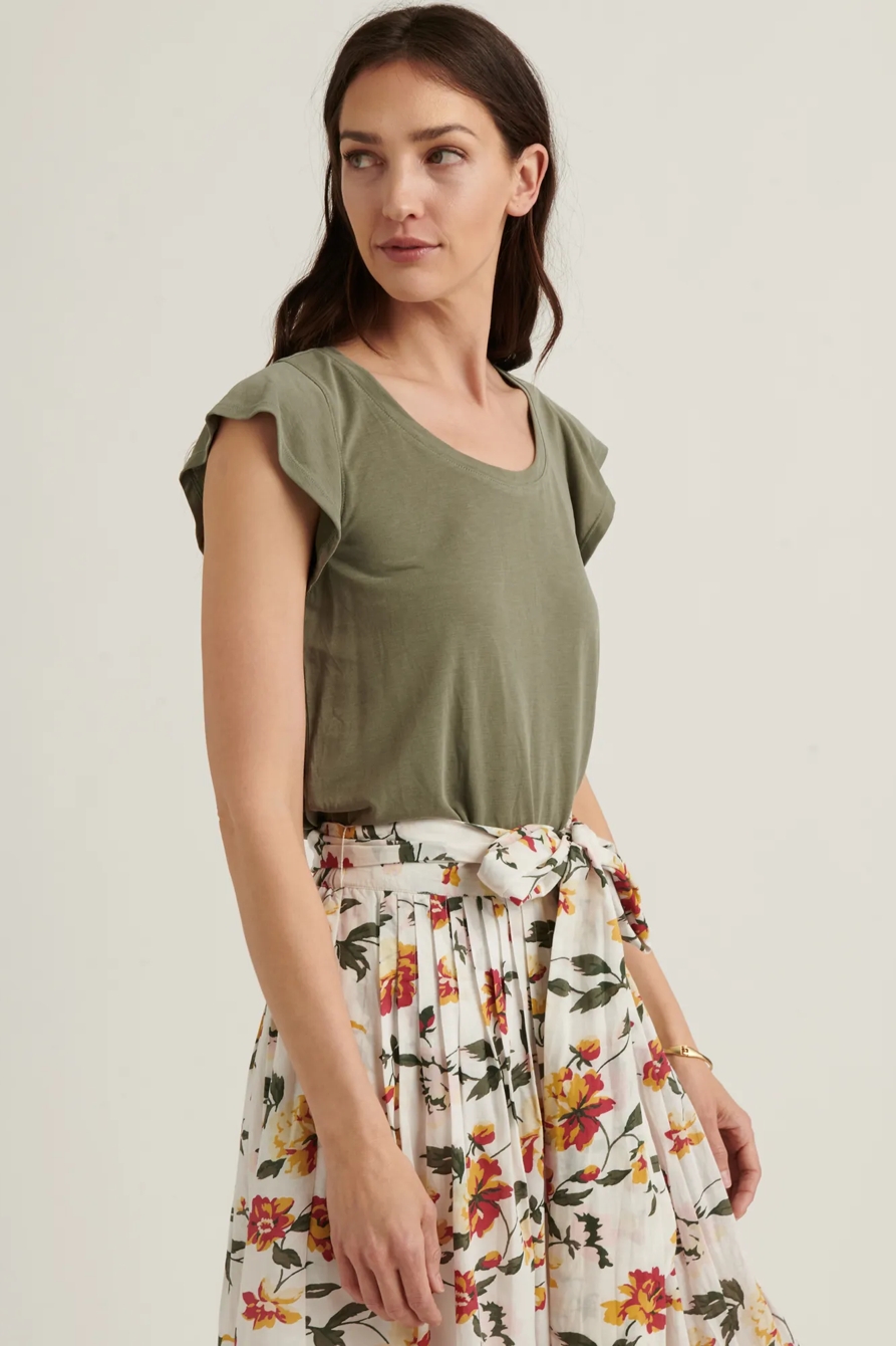 RUFFLE SLEEVE SANDWASH TOP, image 3