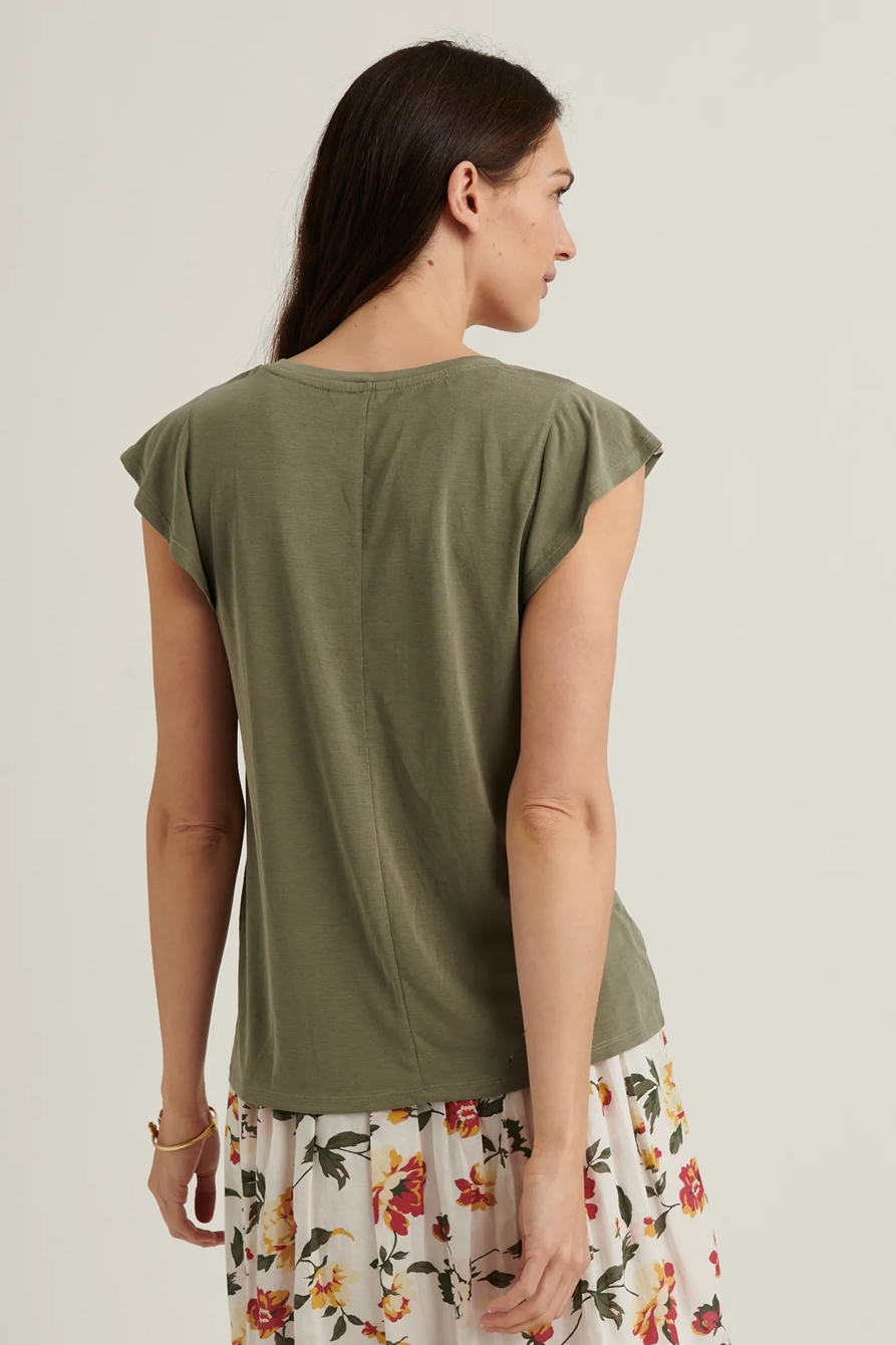 RUFFLE SLEEVE SANDWASH TOP, image 4