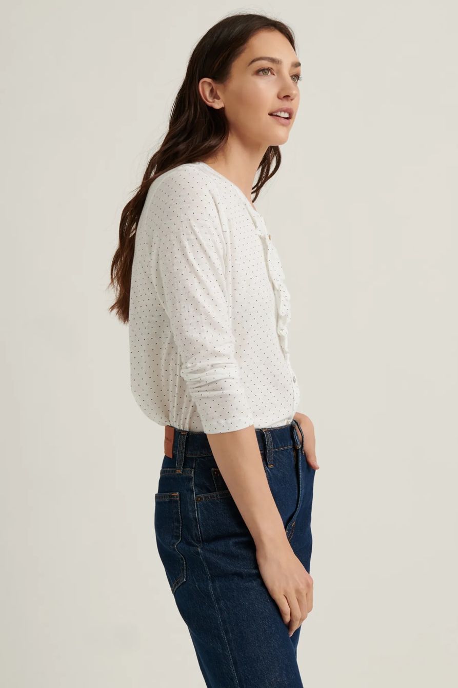POLKA DOT RUFFLE HENLEY TOP, image 3