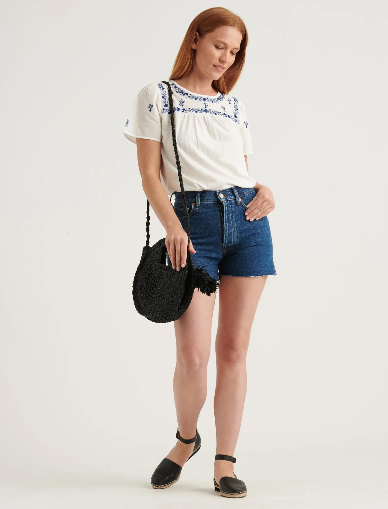 EMBROIDERED BIB KNIT MIX TOP, image 2
