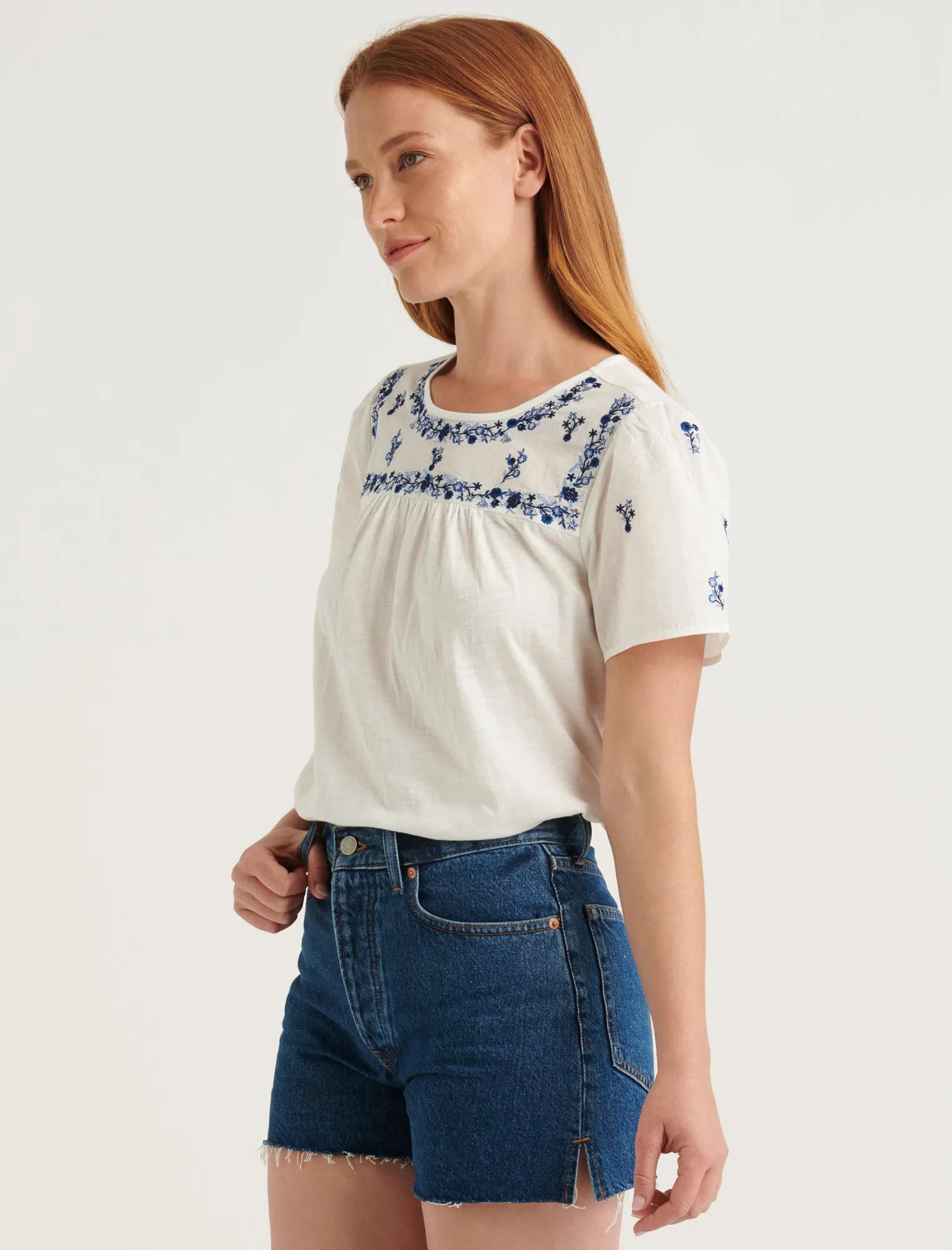 EMBROIDERED BIB KNIT MIX TOP, image 3