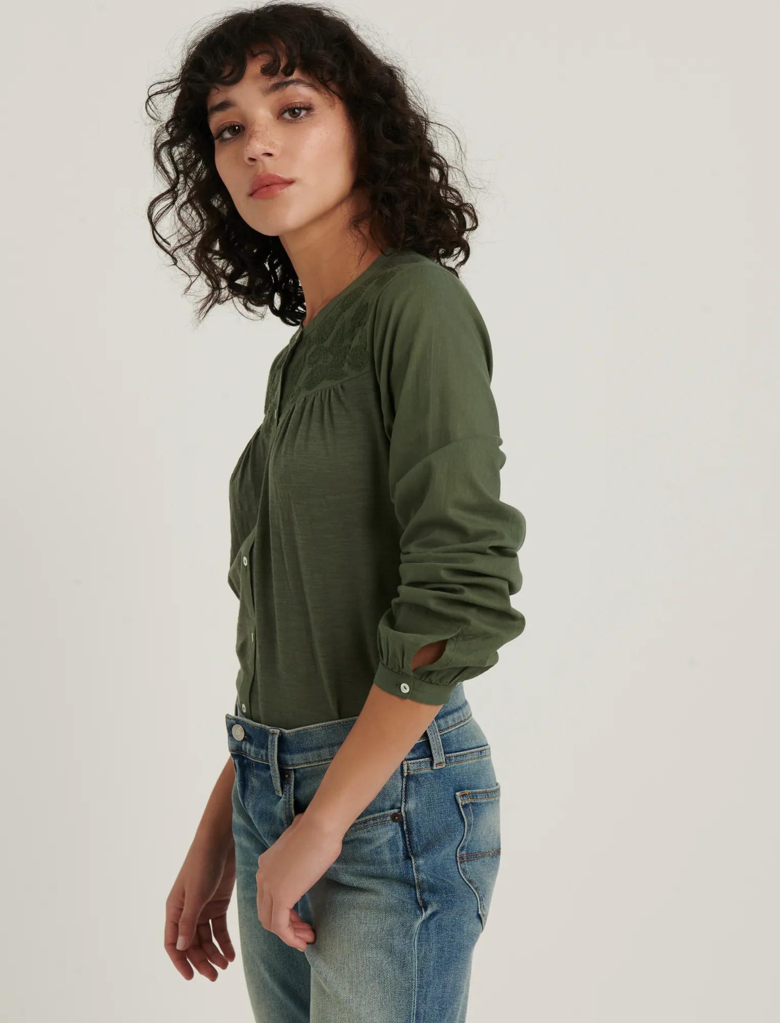 EMBROIDERED YOKE BUTTON DOWN TOP, image 2