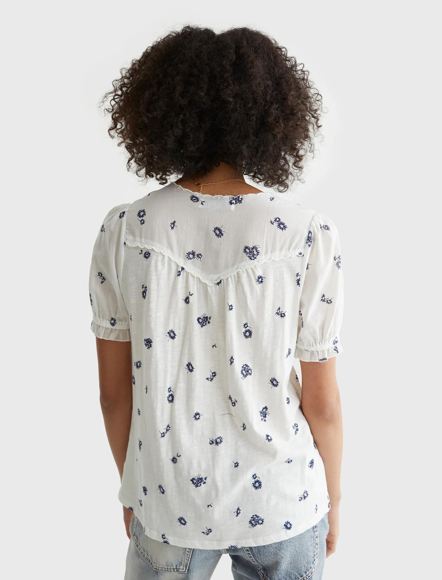 SHORT SLEEVE WOVEN MIX PRINTED TOP, image 4