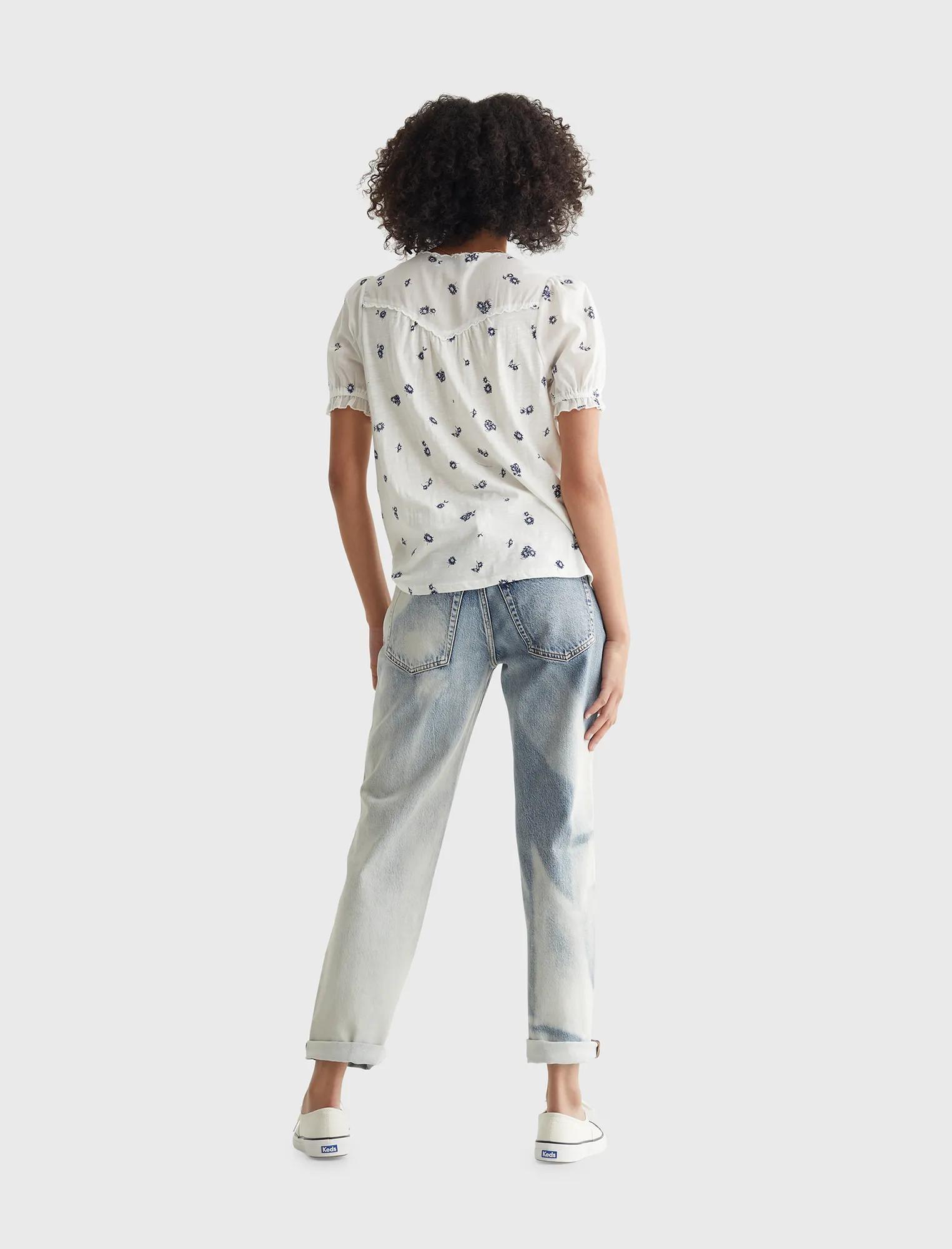 SHORT SLEEVE WOVEN MIX PRINTED TOP, image 5