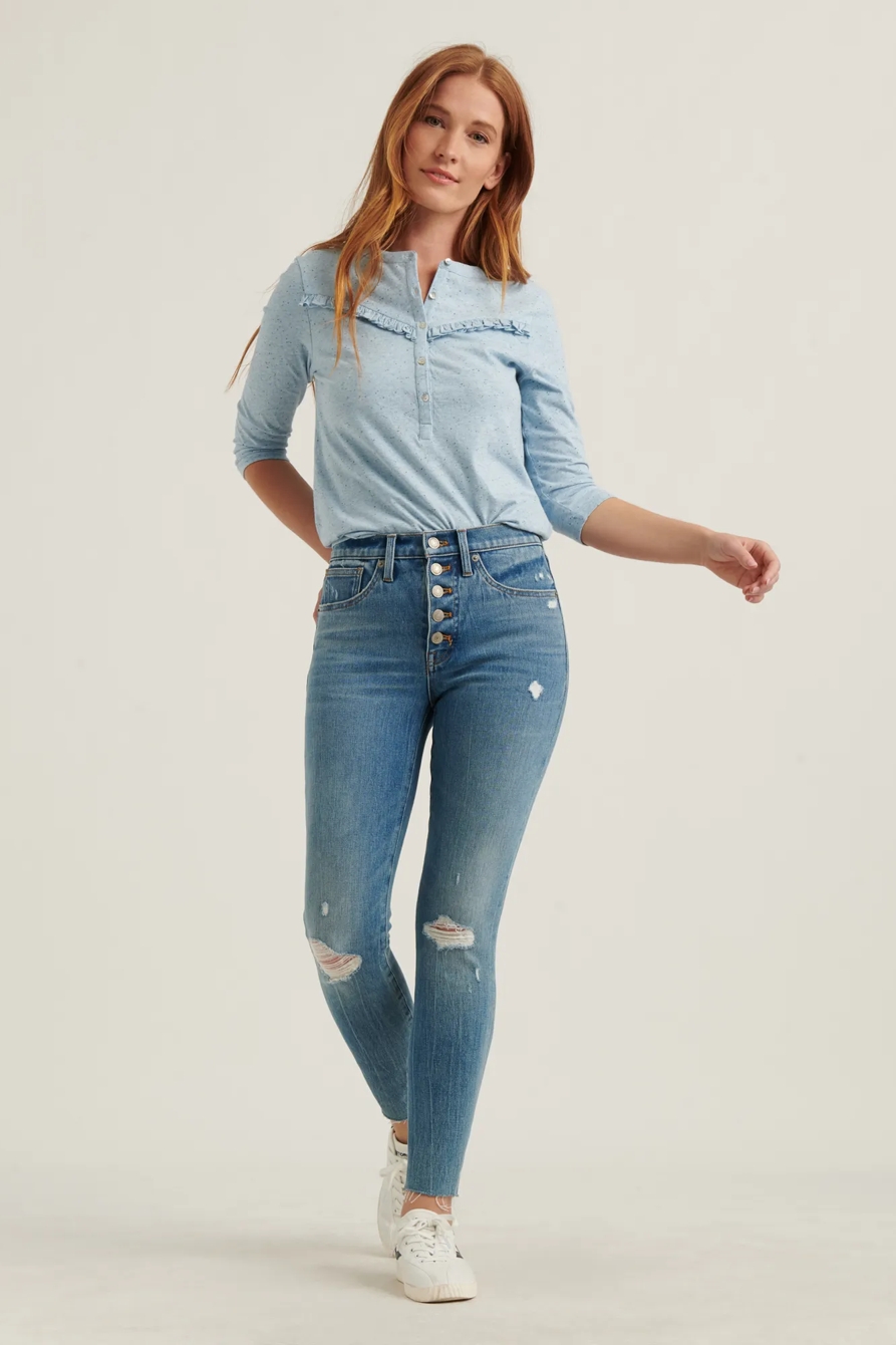 RUFFLE BIB HENLEY TOP, image 2