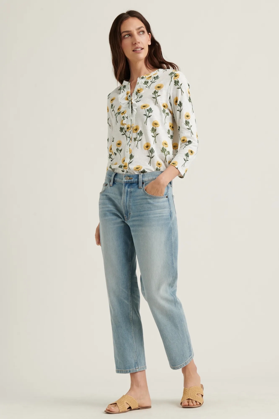 FLORAL RUFFLE HENLEY TOP, image 2