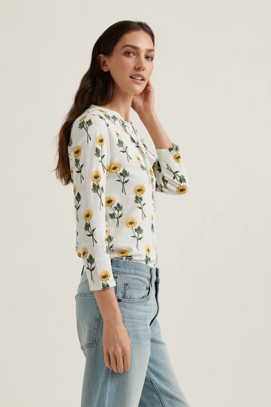 FLORAL RUFFLE HENLEY TOP, image 3