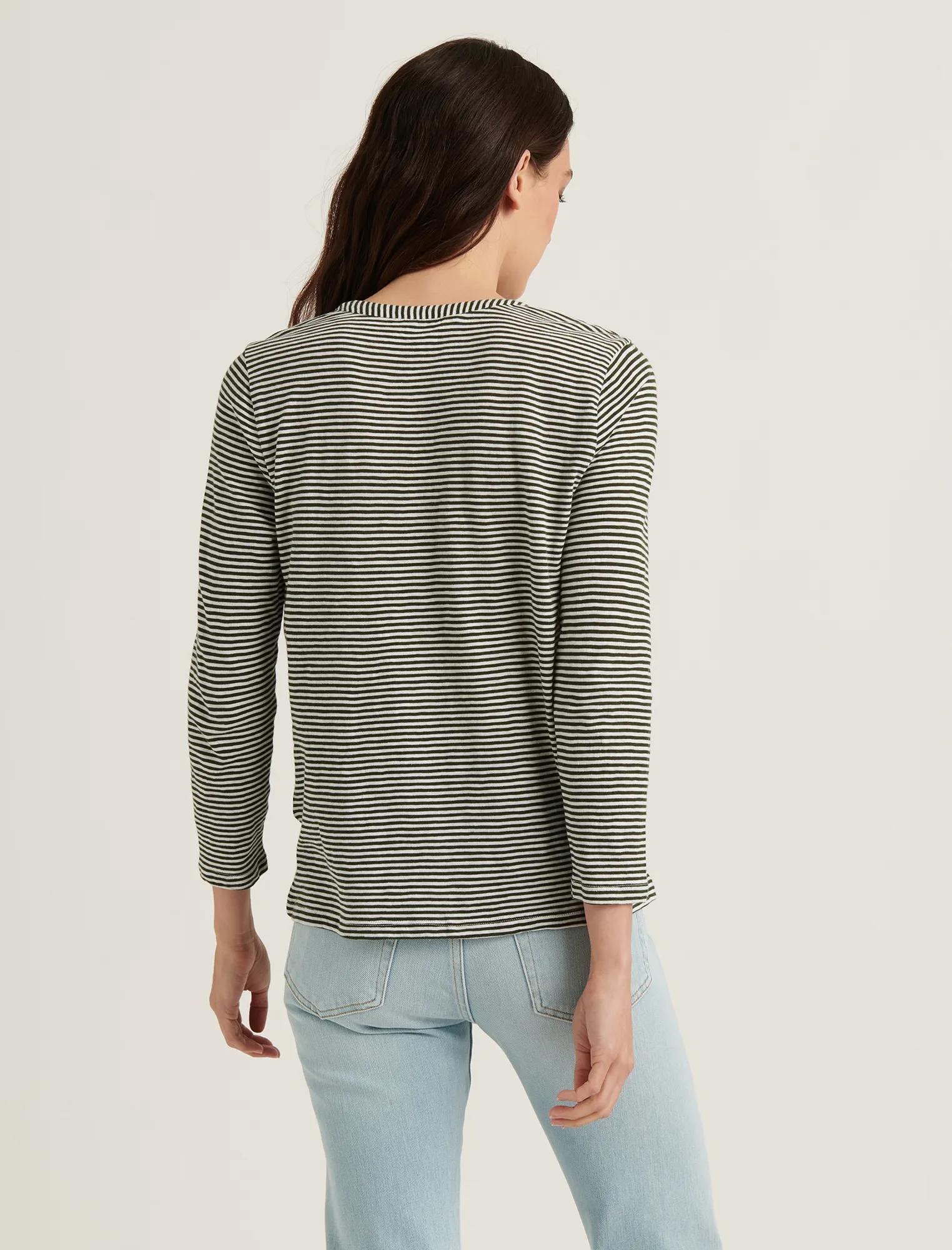 STRIPED RUFFLE HENLEY TOP, image 4