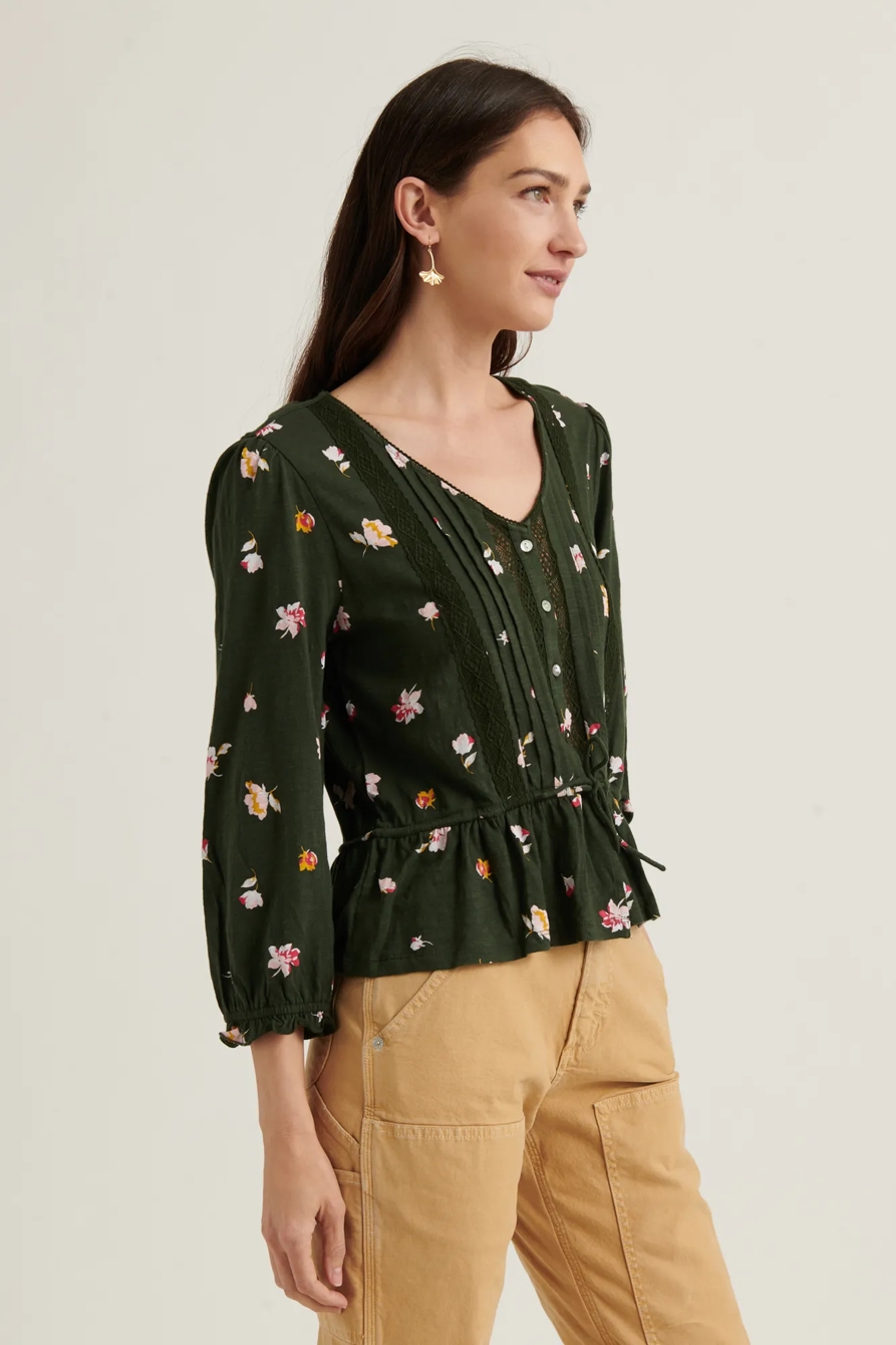 PRINTED TIE WAIST 3Q SLEEVE TOP, image 3