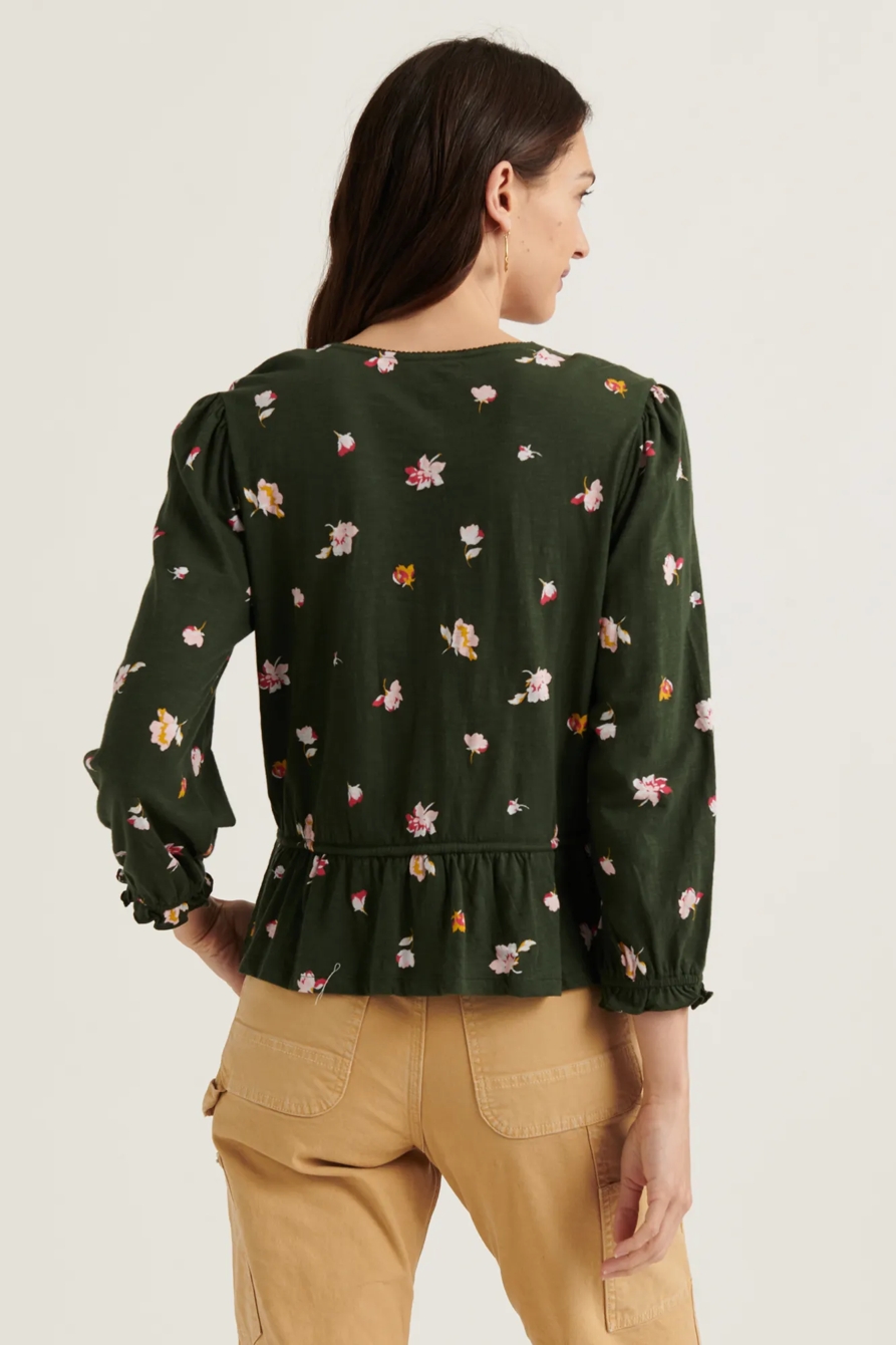 PRINTED TIE WAIST 3Q SLEEVE TOP, image 4