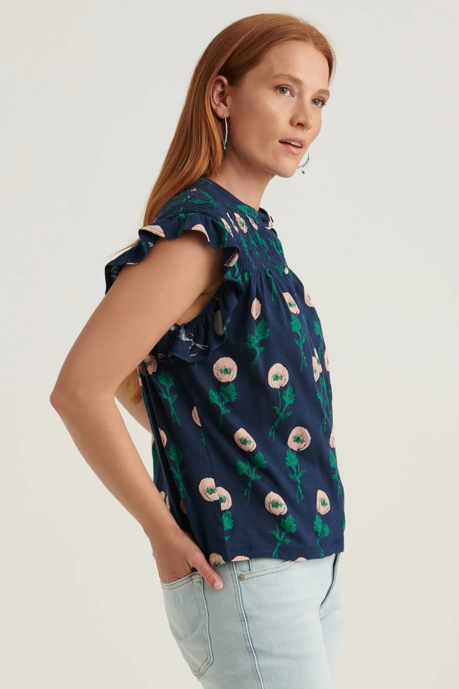 PRINTED SMOCKED SLEEVELESS TOP, image 3