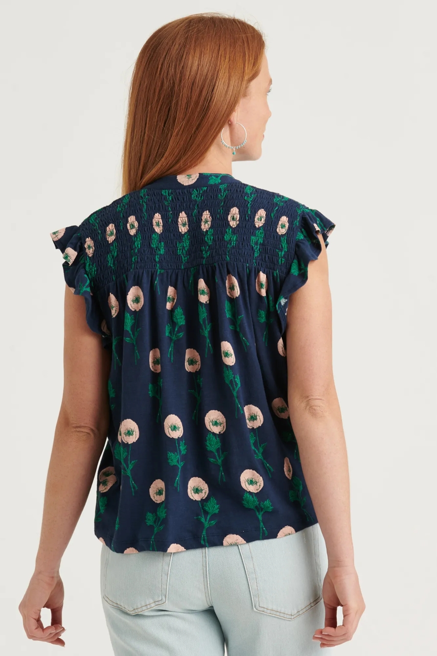 PRINTED SMOCKED SLEEVELESS TOP, image 4