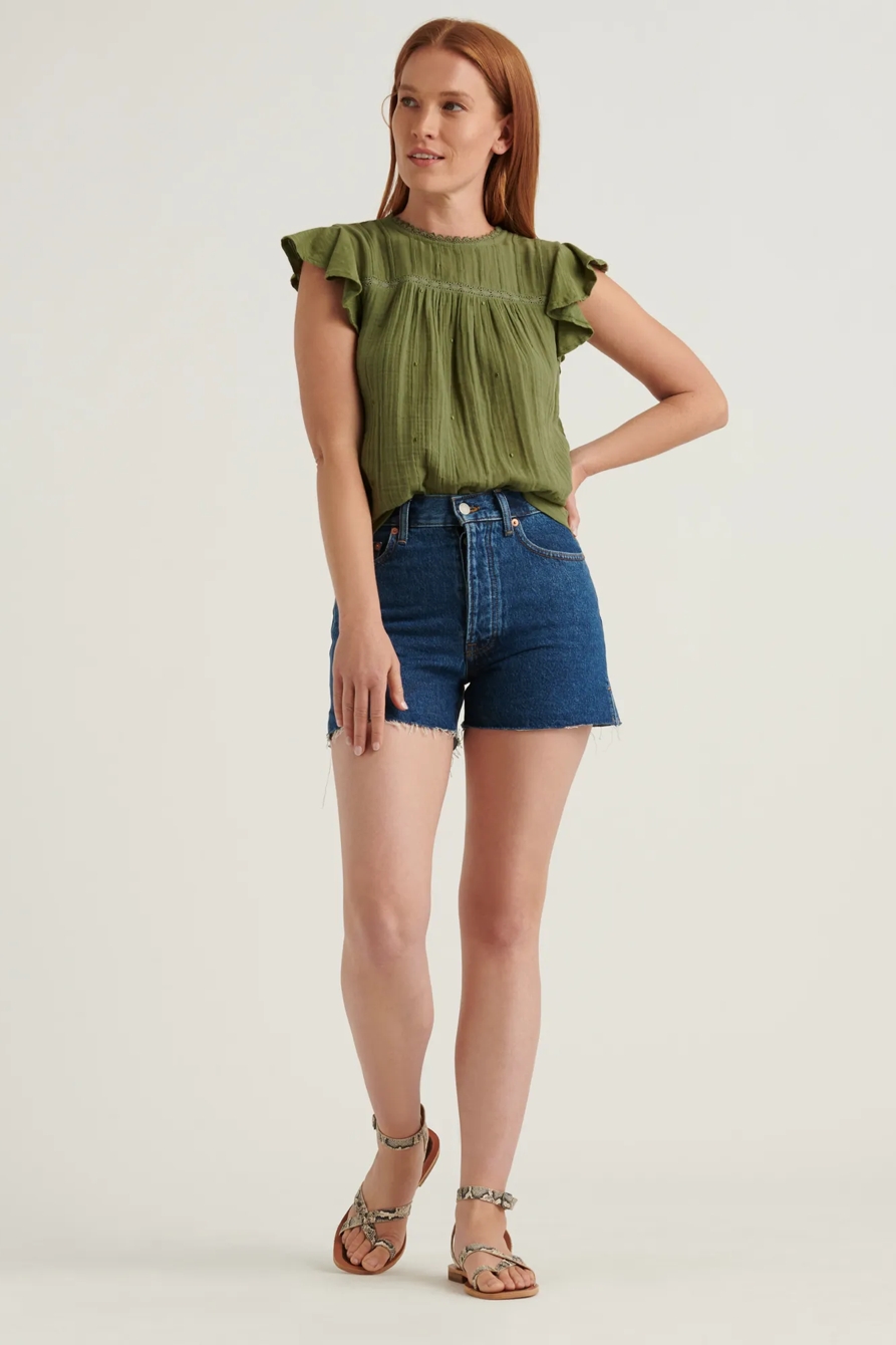 EMBROIDERED V-NECK SHORT SLEEVE TEE, image 2