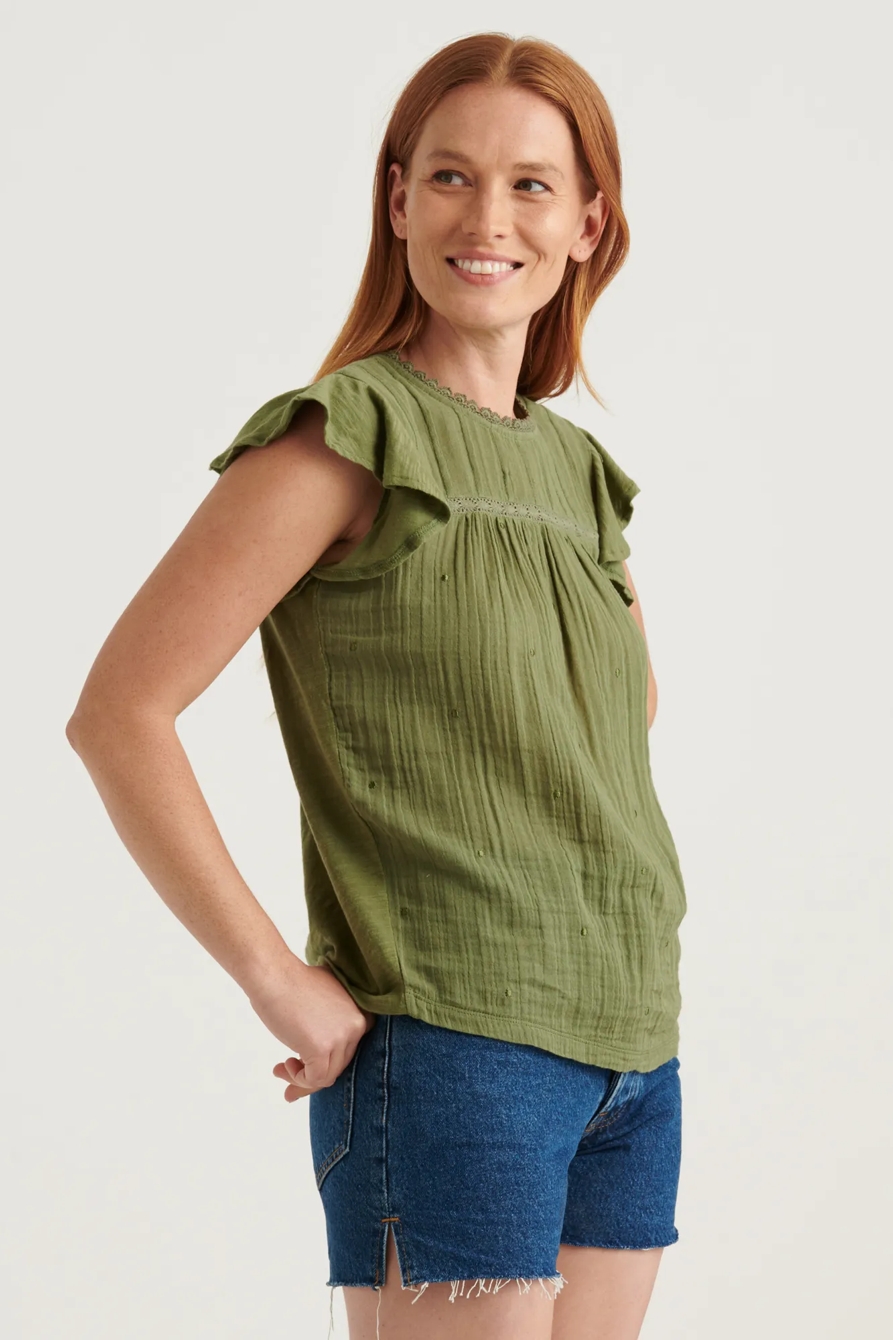 EMBROIDERED V-NECK SHORT SLEEVE TEE, image 3