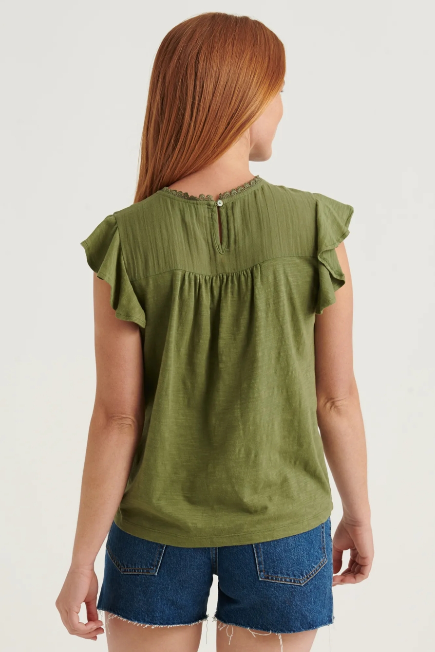 EMBROIDERED V-NECK SHORT SLEEVE TEE, image 4