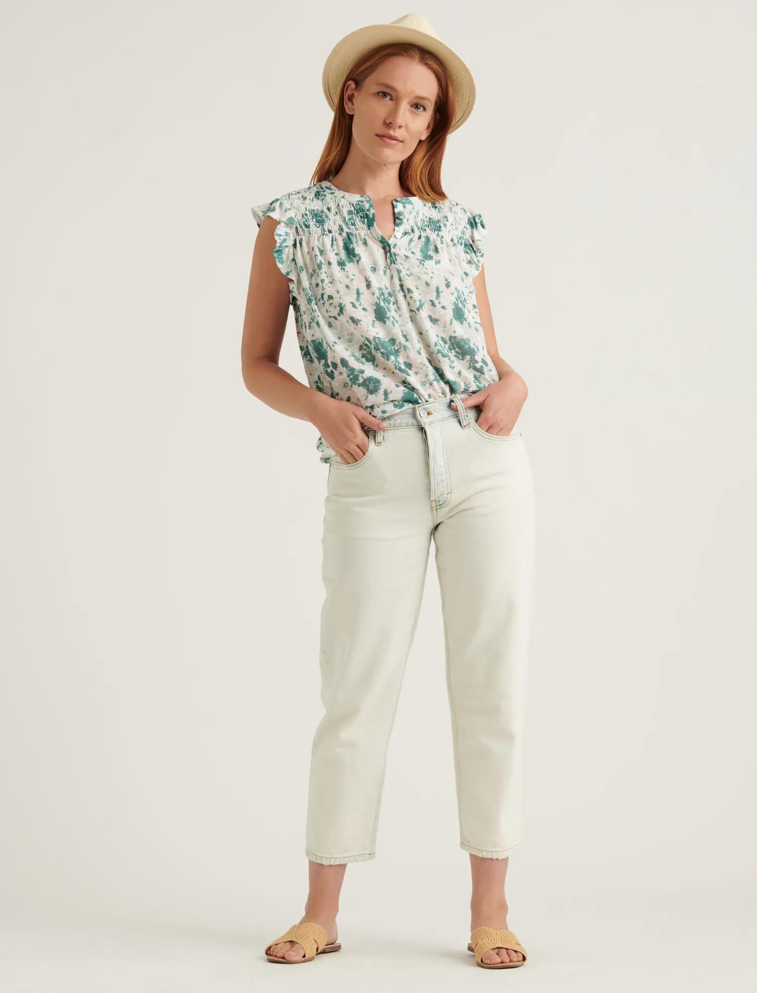 PRINTED SMOCKED SLEEVELESS TOP, image 2