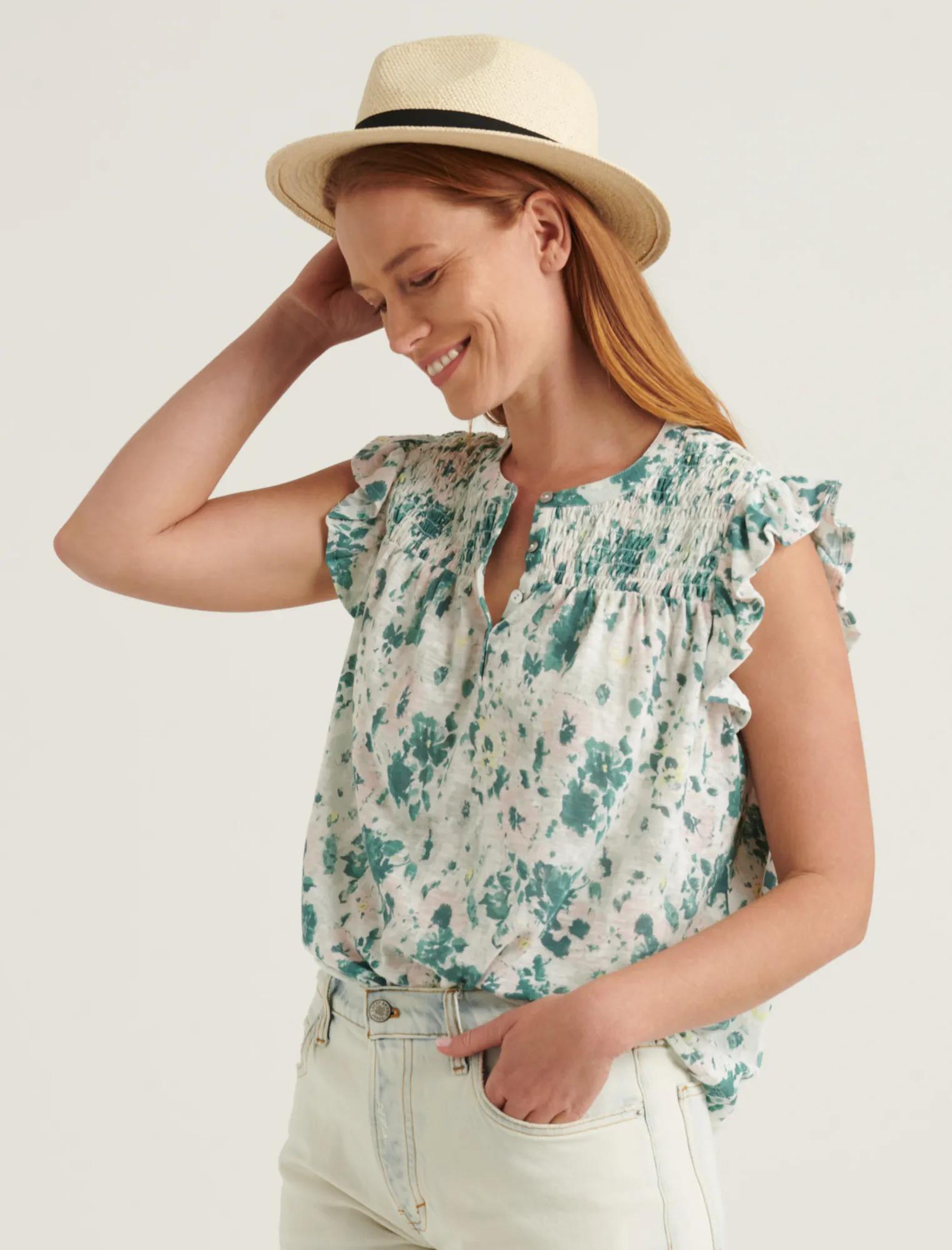 PRINTED SMOCKED SLEEVELESS TOP, image 3