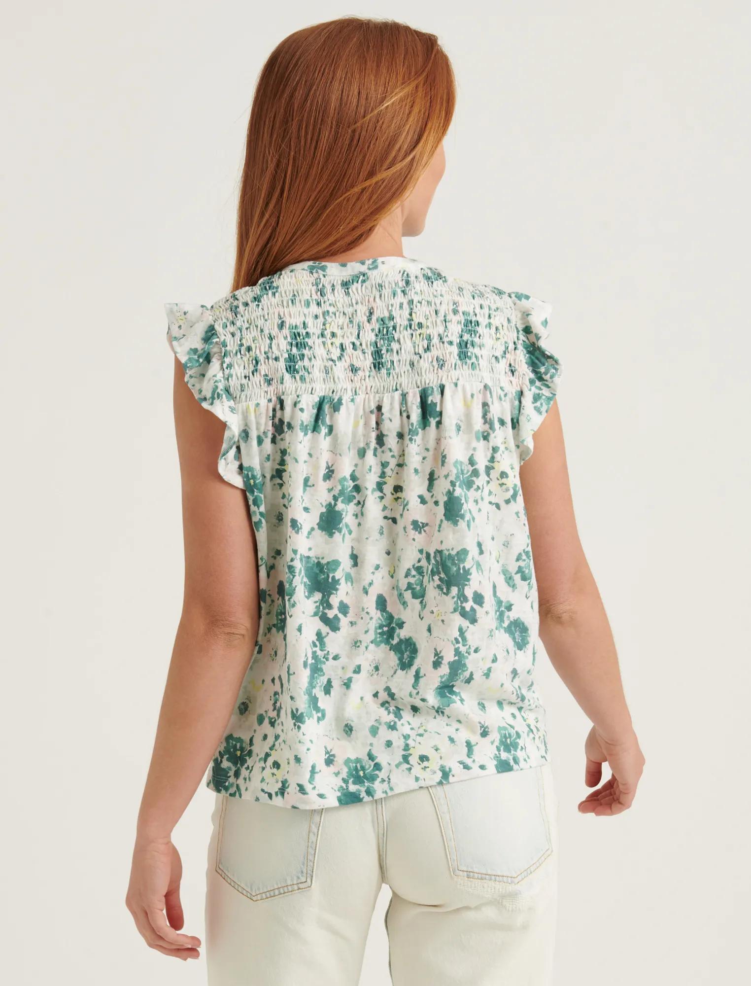 PRINTED SMOCKED SLEEVELESS TOP, image 4