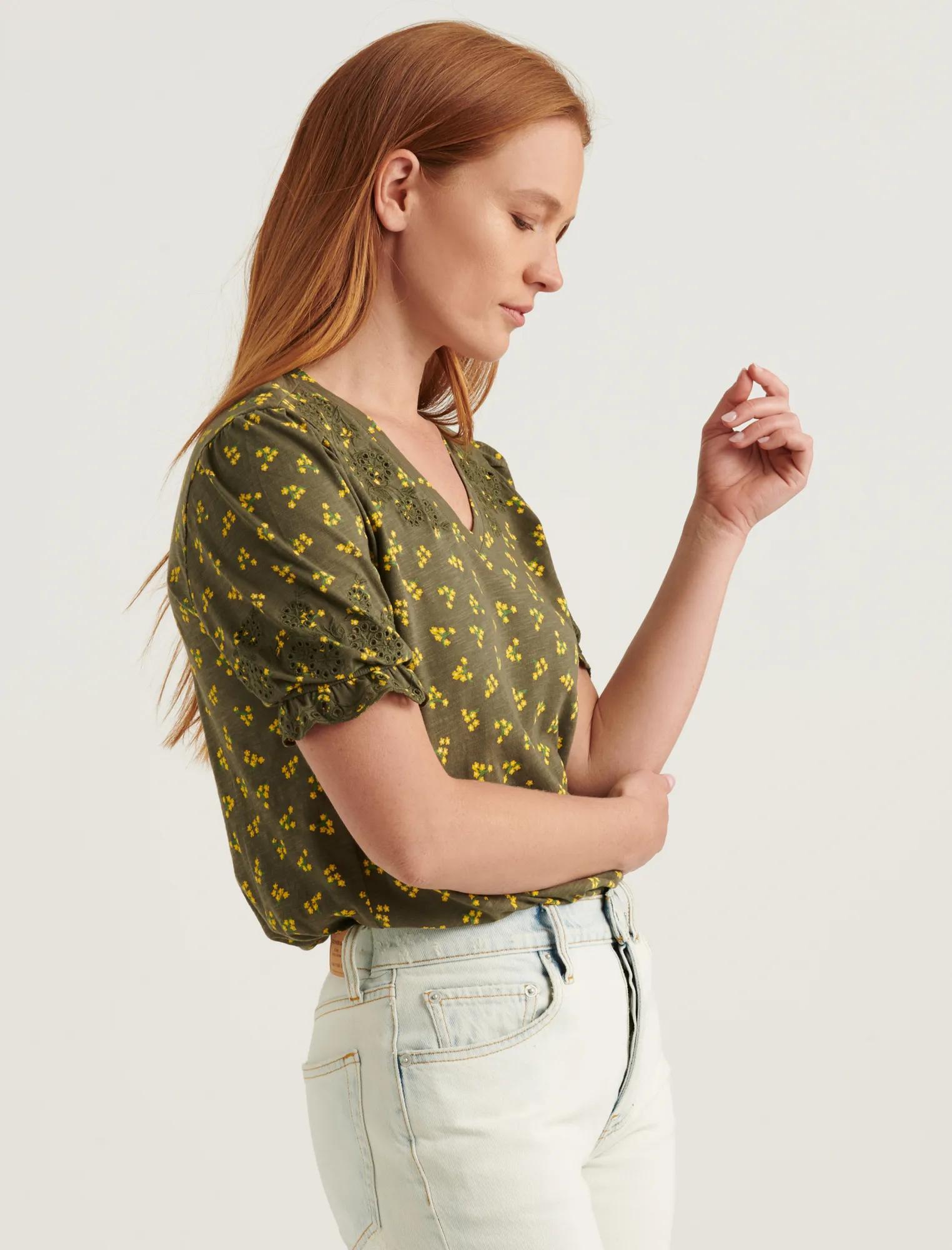 EMBROIDERED PUFF SLEEVE TOP, image 3