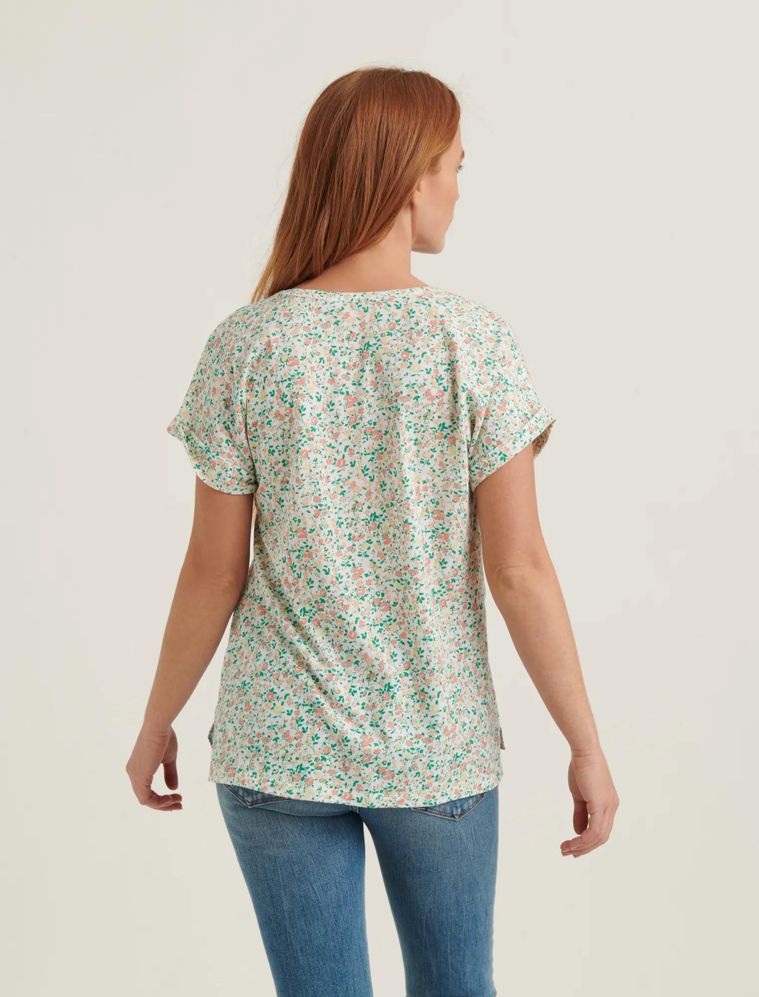 SHORT SLEEVE WOVEN MIX BUTTON DOWN TOP, image 4