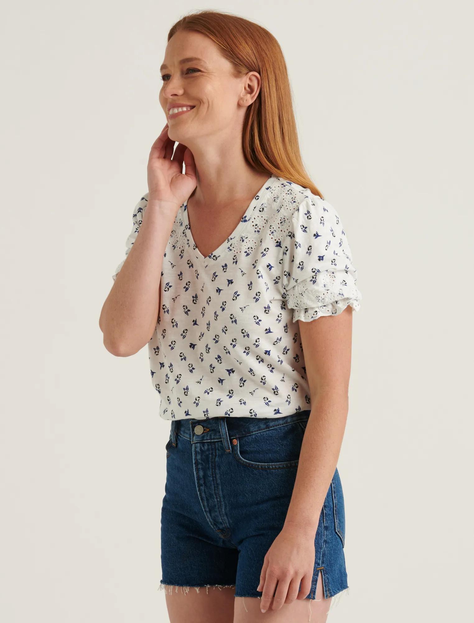 EMBROIDERED PUFF SLEEVE TOP, image 3