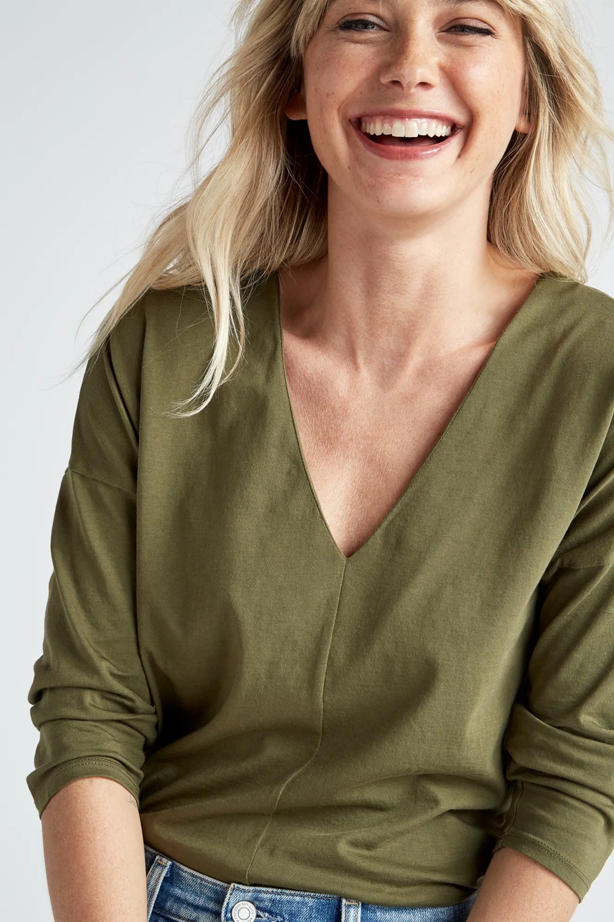 SUPIMA COTTON V NECK TOP, image 6