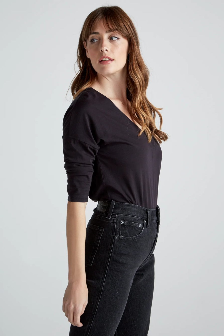 SUPIMA COTTON V NECK TOP, image 3