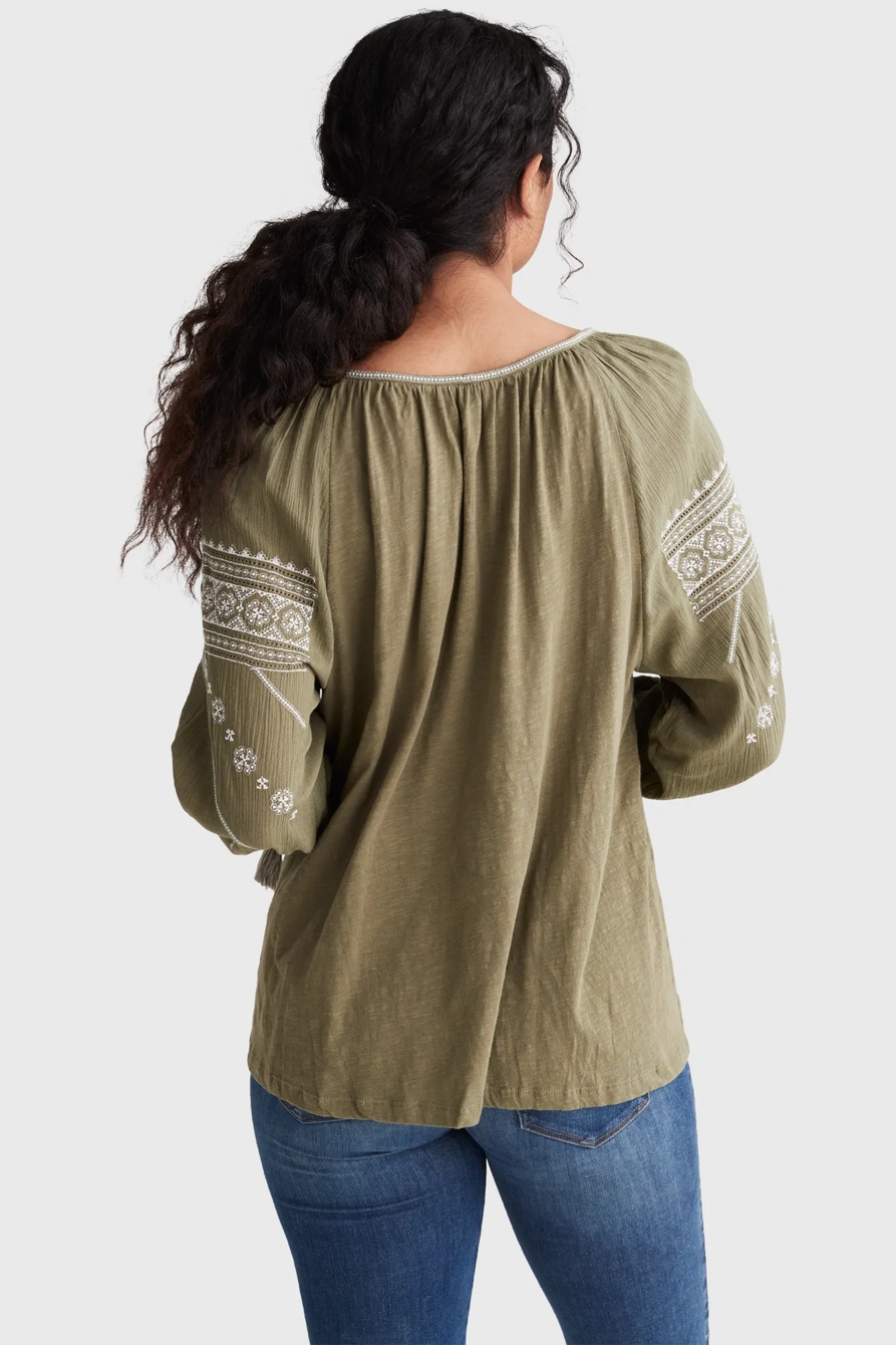 JANED MIXED MEDIA PEASANT TOP, image 4