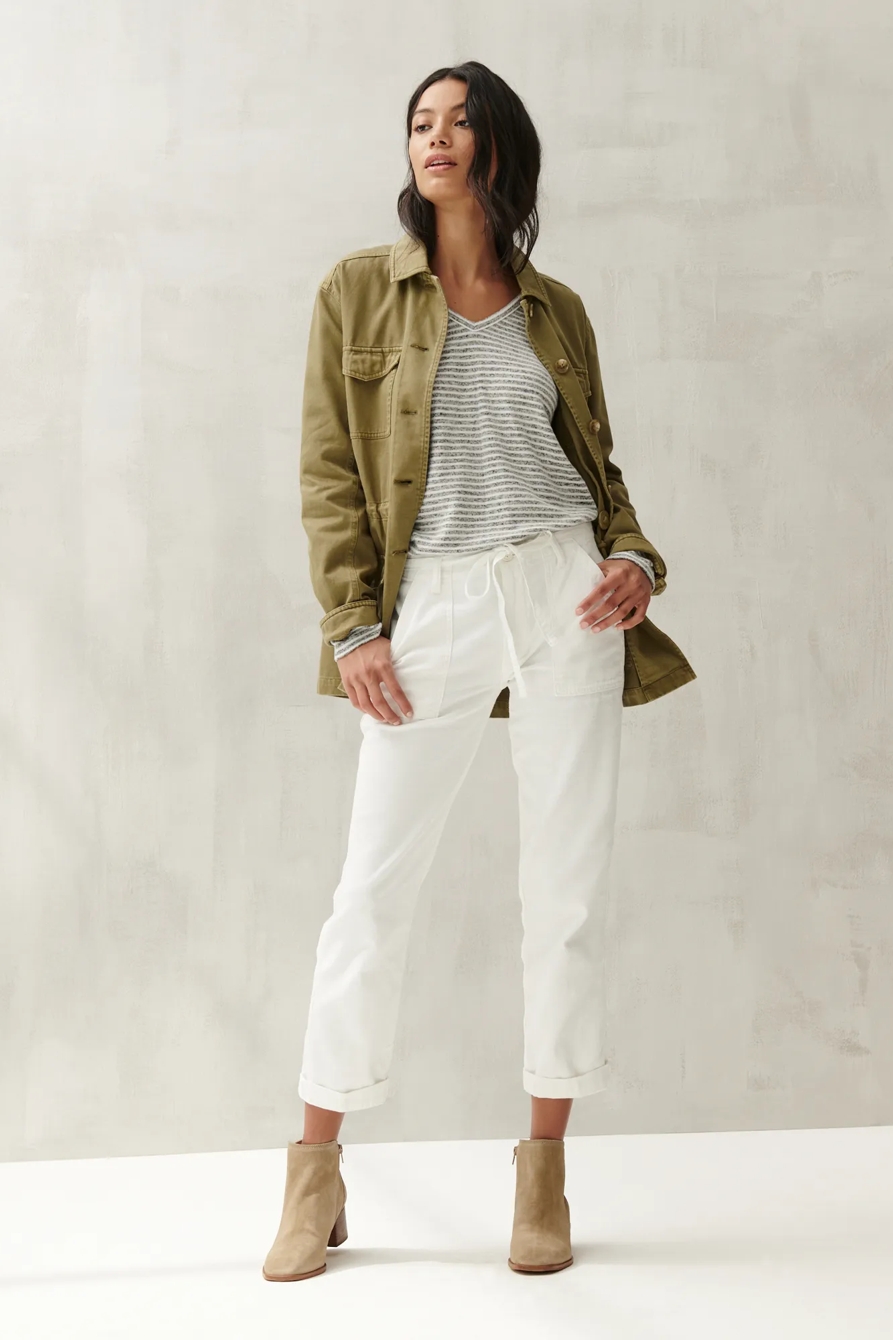 STRIPE CLOUD JERSEY V-NECK TOP, image 2