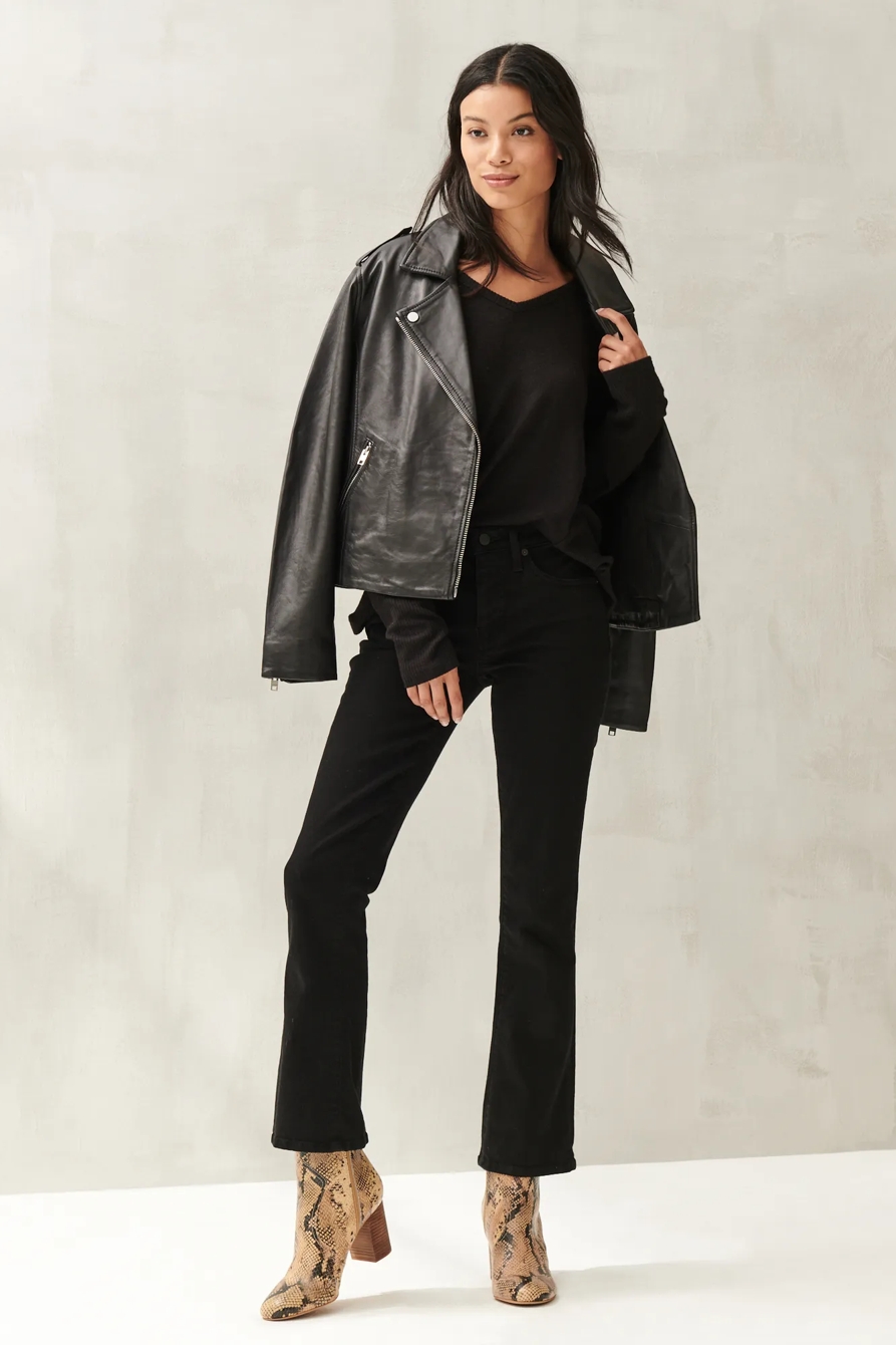 RIB MIX CLOUD JERSEY V-NECK TOP, image 2