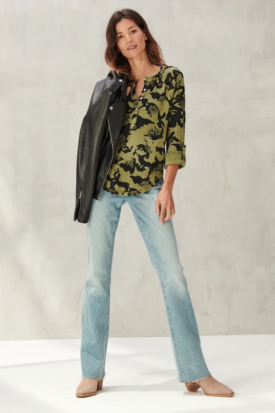 PRINTED POINTELLE HENLEY, image 2