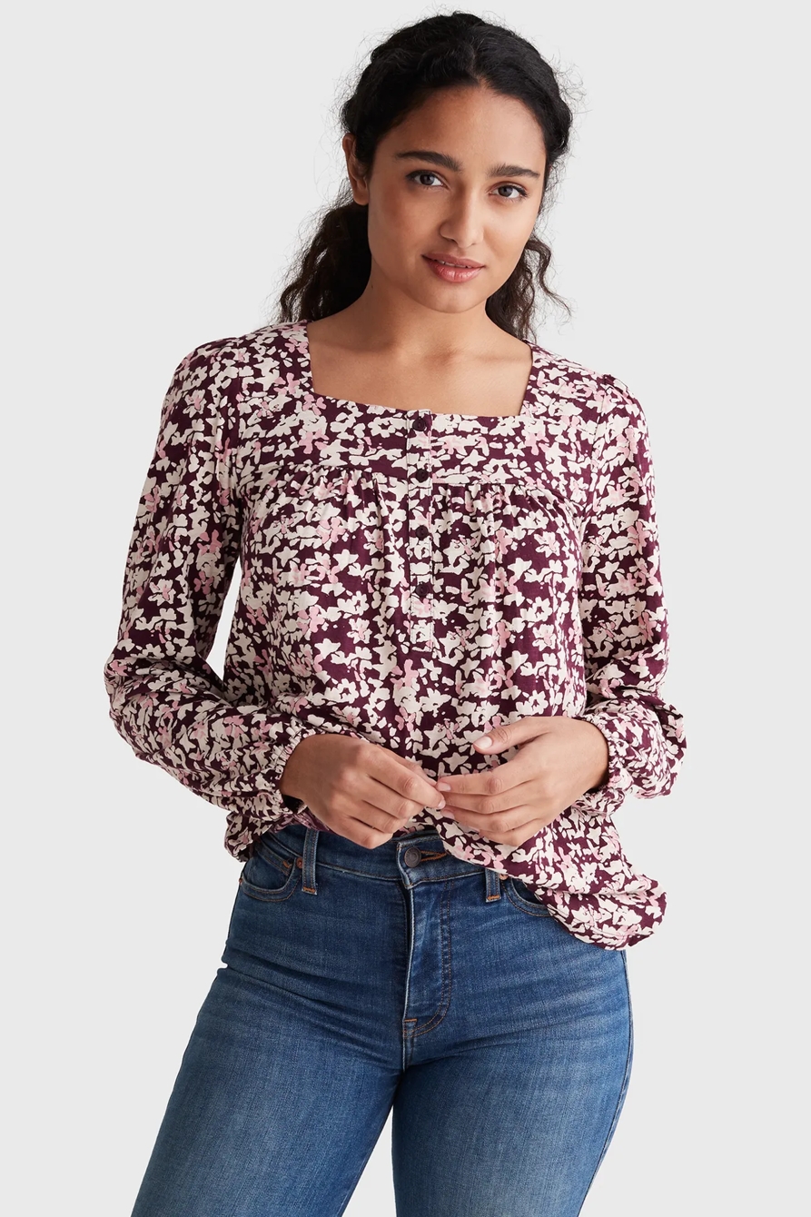 SQUARE NECK PRINTED TOP, image 1