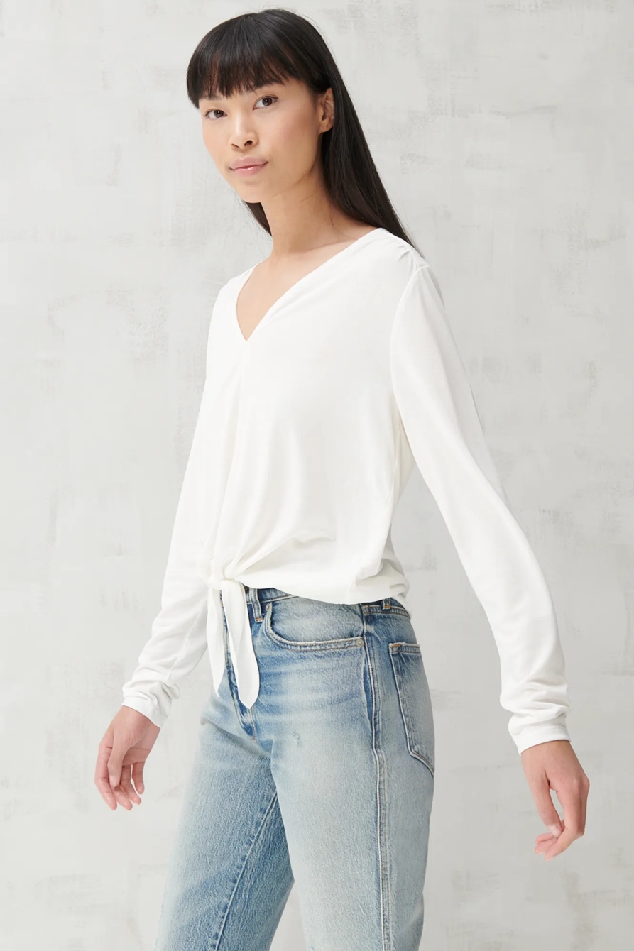 TIE FRONT V NECK TOP, image 3