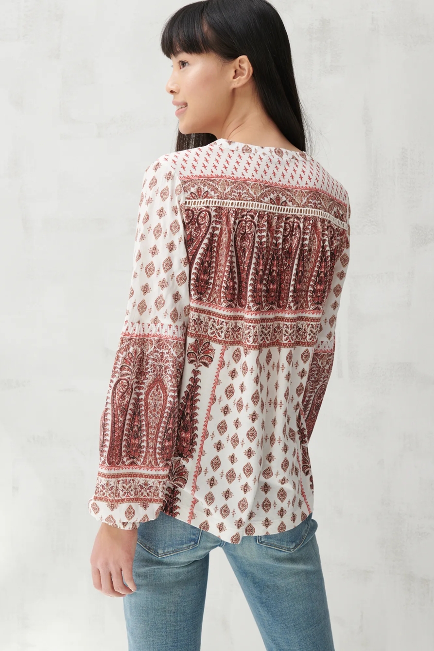 BOARDER PRINT PEASANT TOP, image 4