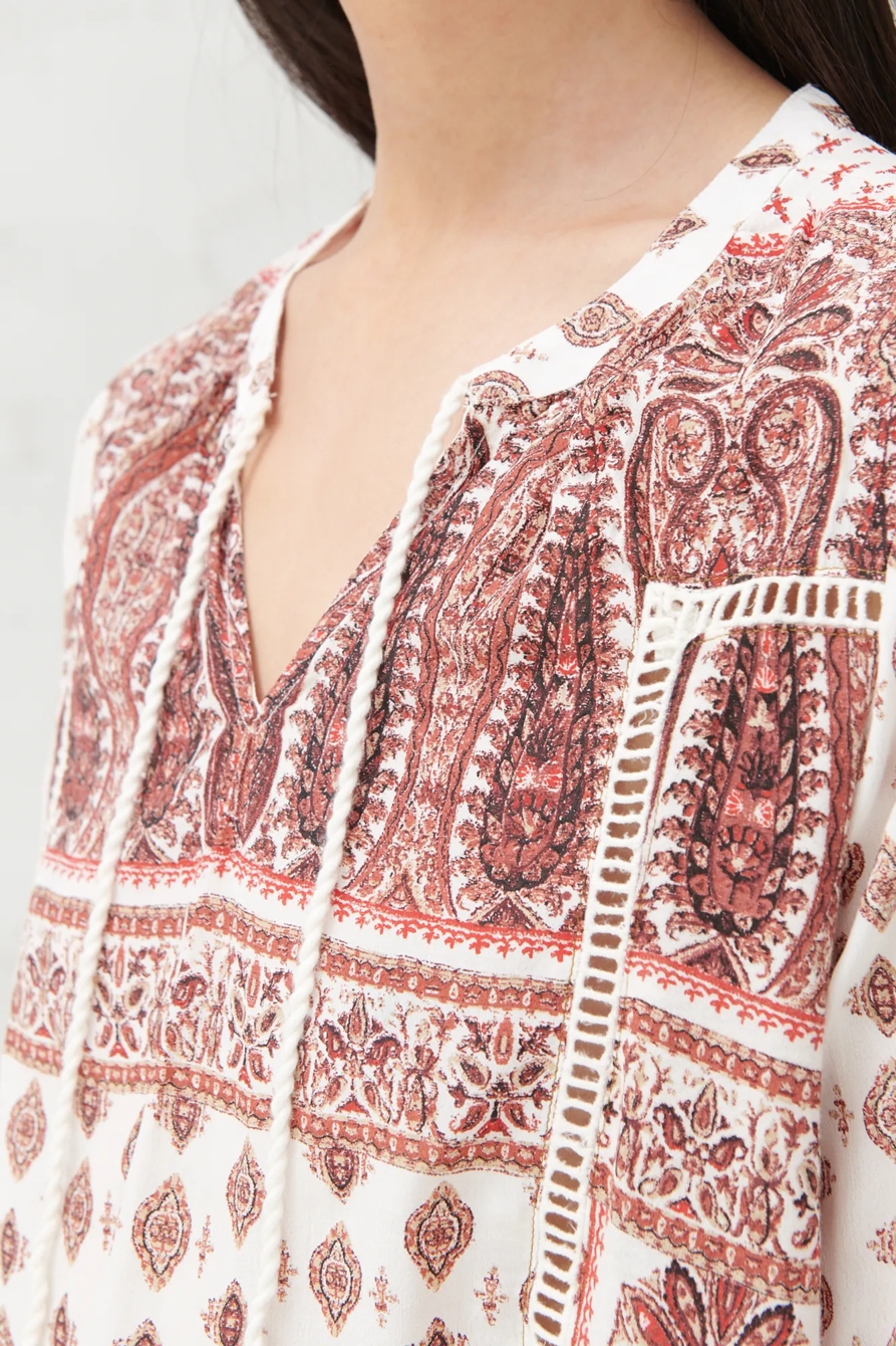 BOARDER PRINT PEASANT TOP, image 5